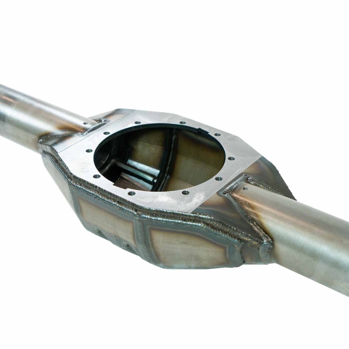 Toyota 8-inch axle housing from Riley Mountain Motorsports, showing the sturdy steel construction and mounting points for vehicle axles.