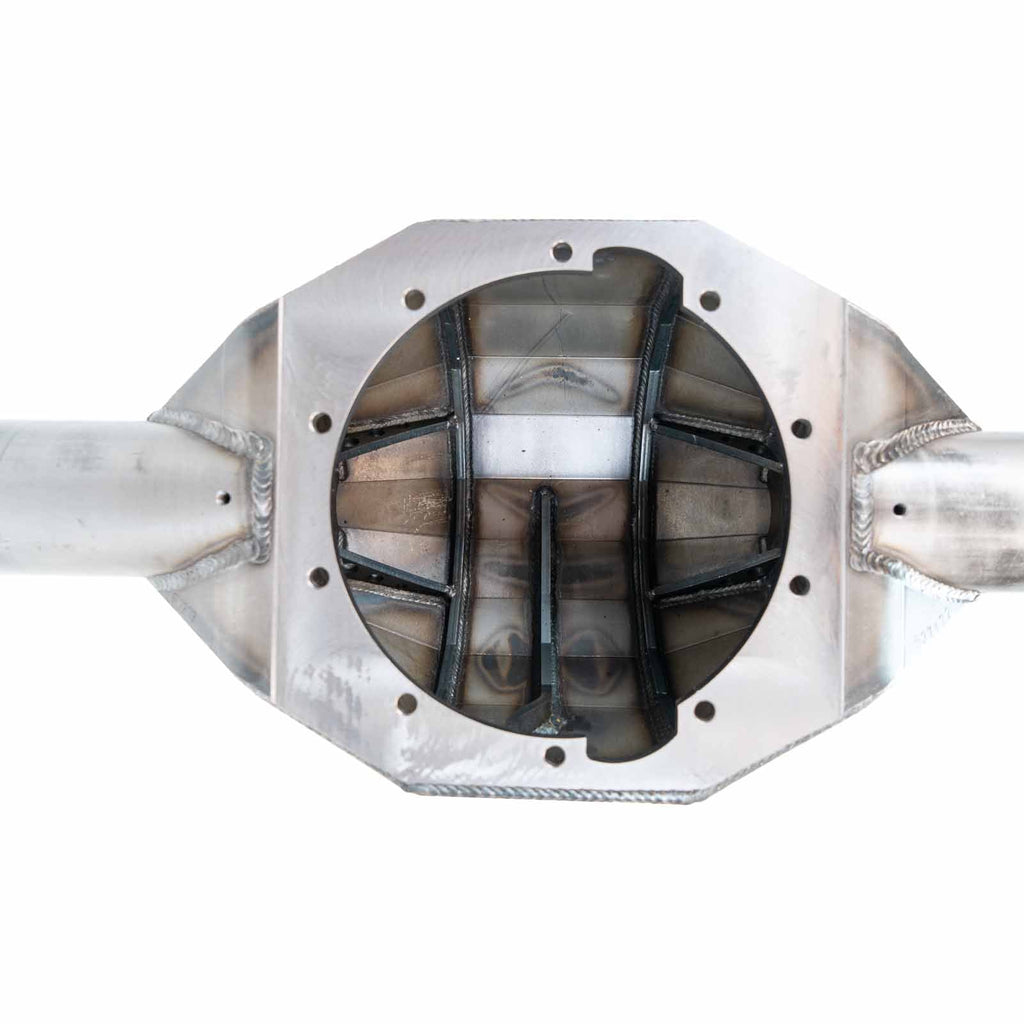 Toyota 9.5-inch Land Cruiser axle housing from Riley Mountain Motorsports, showing a sturdy metal axle component with mounting points.