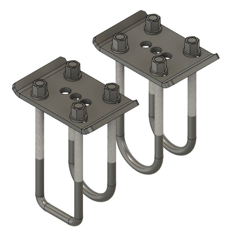 Toyota 79-83 front axle U-bolt flip kit by Riley Mountain Motorsports, showing the black U-bolt and axle components for axle swap.