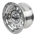 Polished Raceline Wheels Rockcrusher Vinyasa Automotive alloy wheels, featuring a rugged design with multiple spokes and a shiny finish.