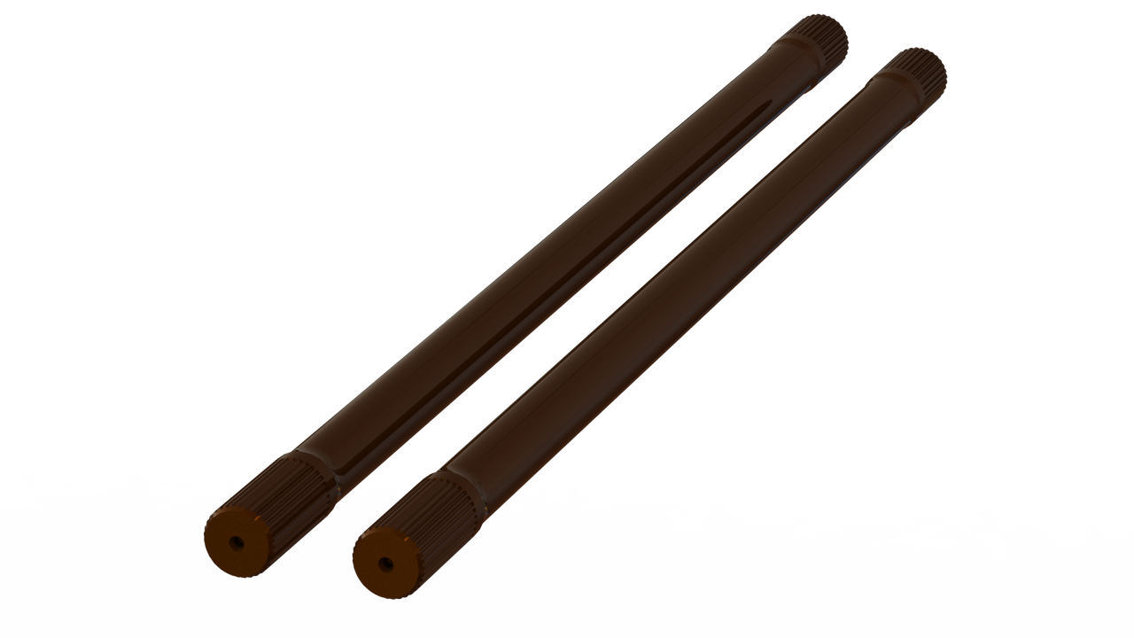 Skinny Pedal Racing Ultimate 300M rear full float axle shafts for Jeep JL Rubicon 2024+, showing robust metal construction and installation points.