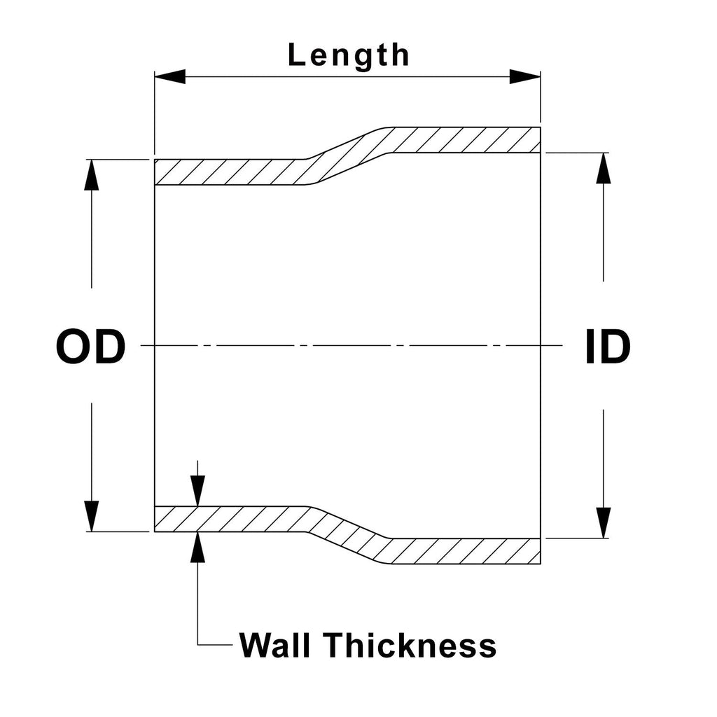 HPS Performance Products HPS 2" OD to 2" ID, 6061 Aluminum Slip Fit Transition Reducer Tube Joiner, 4" Long