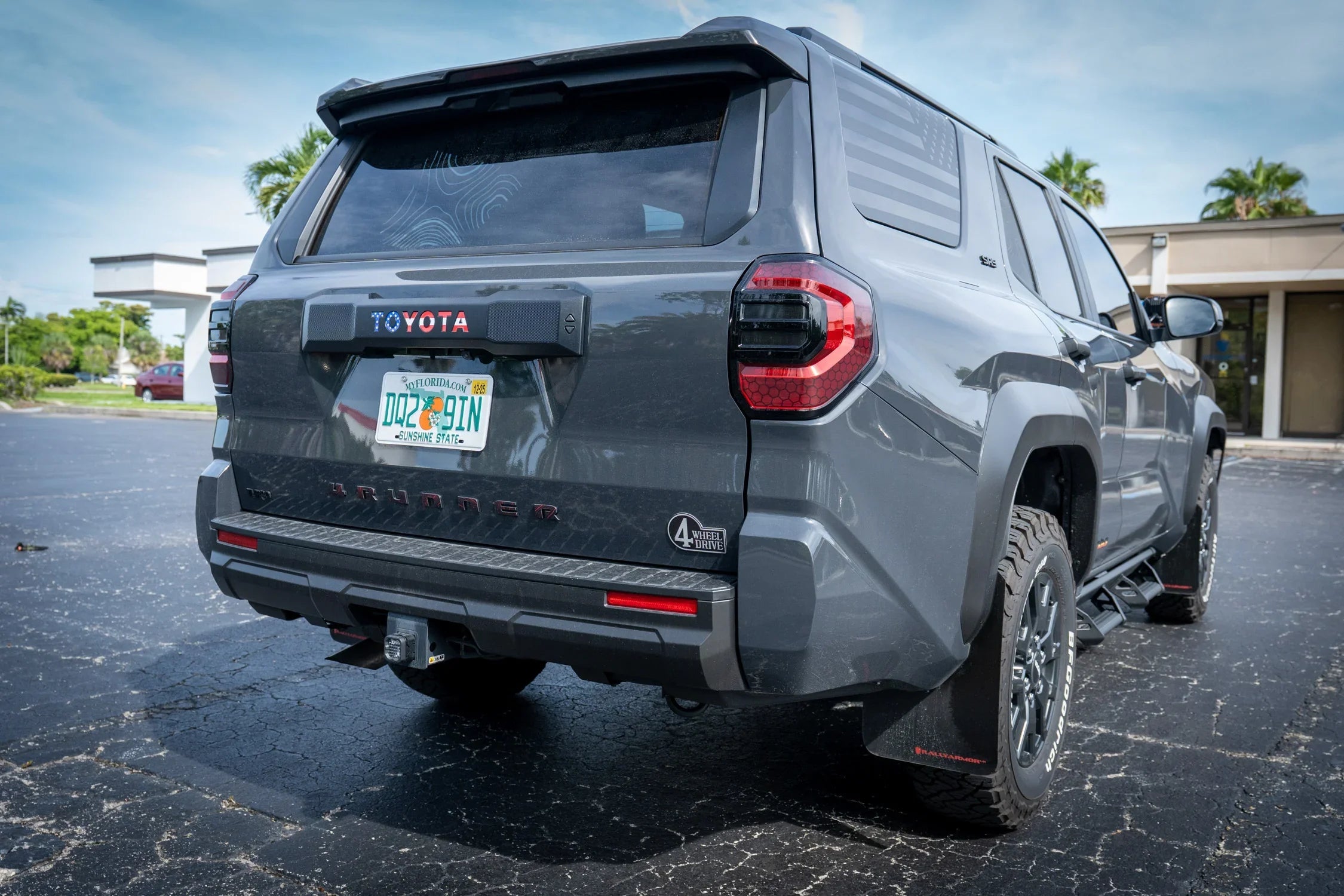 Red, white, and blue Toyota Freedom Series rear hatch liftgate emblems inlays for 2025+ 4Runner, by StickerFab.