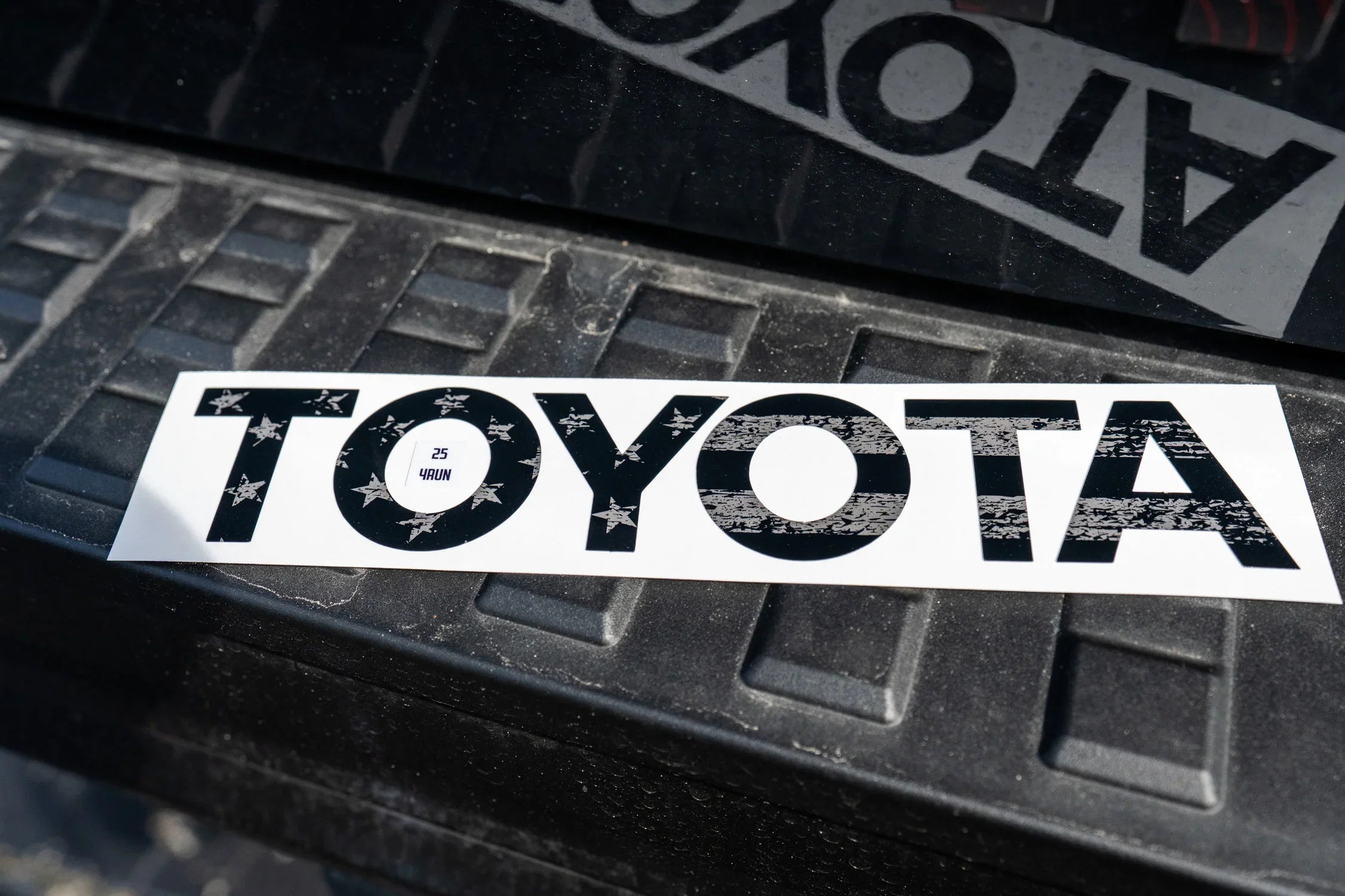 Red, white, and blue Toyota Freedom Series rear hatch liftgate emblem inlays for 2025+ 4Runner, made by StickerFab.