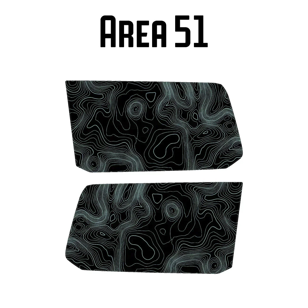 Topographic Rear Window Map Overlay V3 vinyl decal for 2024+ Land Cruiser, perforated exterior sticker in heritage blue by StickerFab.