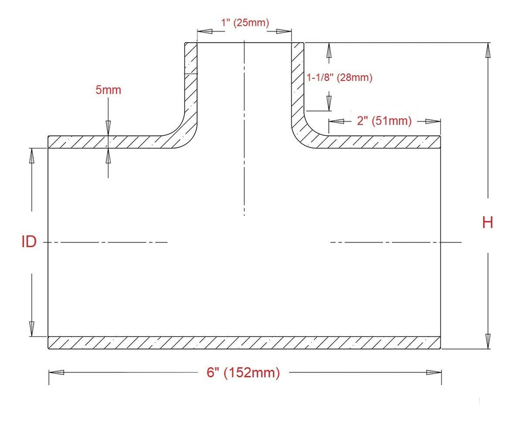 HPS Performance Products HPS 1-1/4" Silicone T Hose Coupler Adapter with 1" Branch, High Temp 4-ply Reinforced
