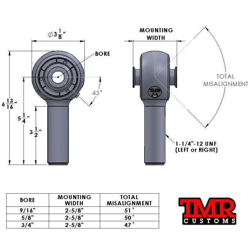 TMR 1-1/4" Forged Lifetime Heims (BRONZE RACE)